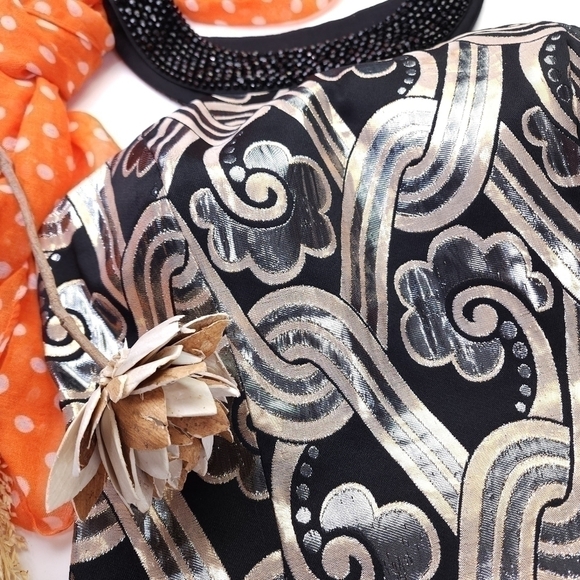 Lilly Pulitzer Black Gold Silver Beaded Halter Top Strappy Back Dress Sz… - Picture 14 of 14